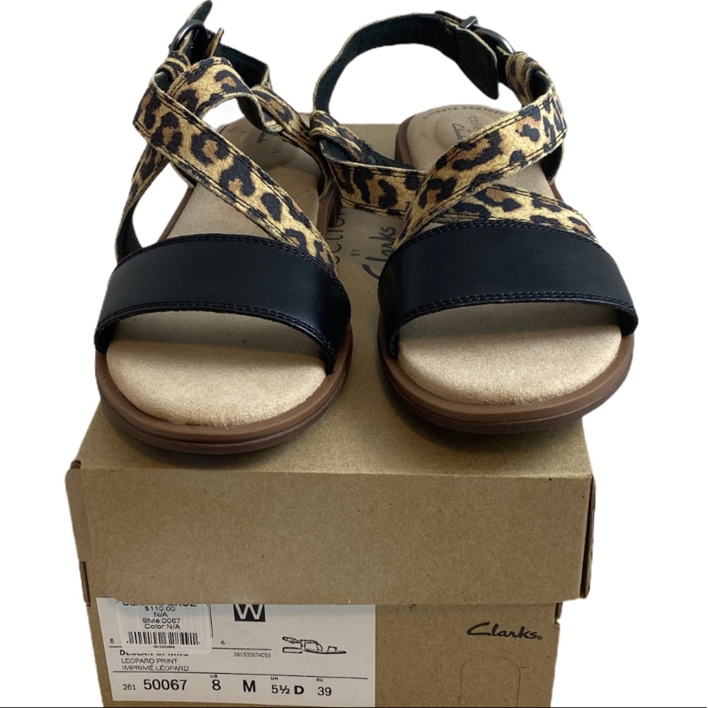 CLARKS Declan Spring Leopard Print Sandal NWT - Picture 8 of 8